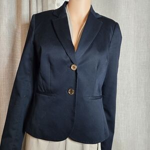 Calvin Klein Black 2 Button Blazer fitted navy blue Women's size 4